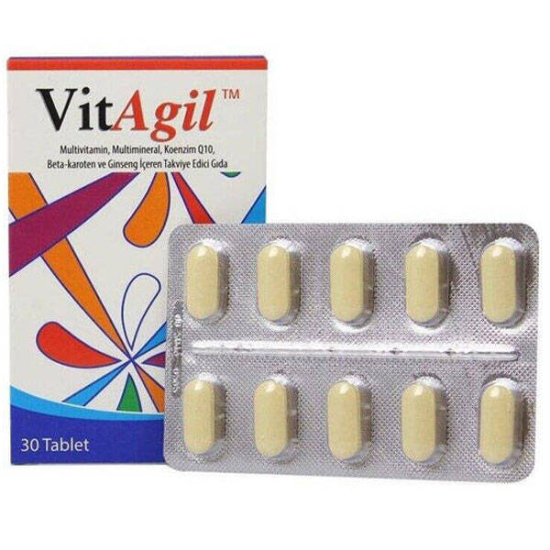 Allergo VitAgil Multivitamin Mineral COQ10 Beta Karoten Ginseng 30 Tablet - 3