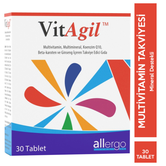 Allergo VitAgil Multivitamin Mineral COQ10 Beta Karoten Ginseng 30 Tablet - 1