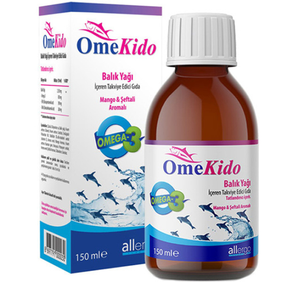 Allergo OmeKido Omega 3 Balık Yağı 150 mL Şeftali-mango Aroması - 1