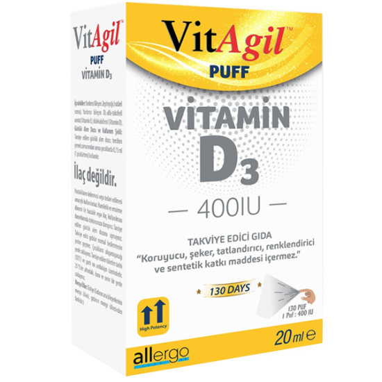 Allergo VitAgil D3 Vitamini 400 IU 20 ML Sprey D Vitamini Takviyesi - 1