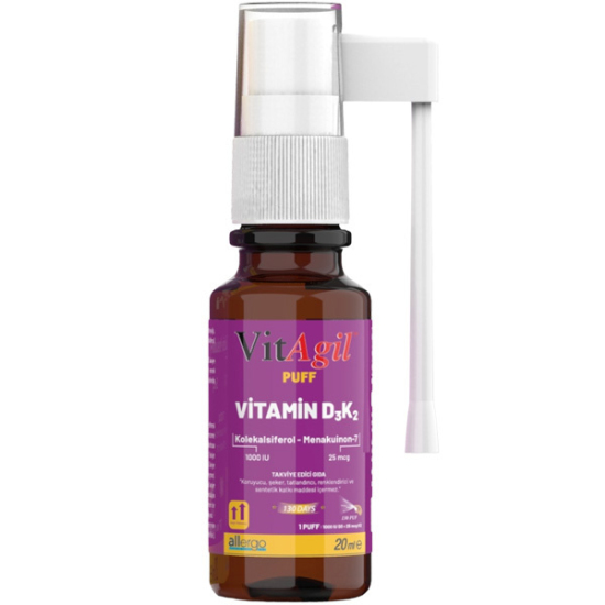 Allergo VitAgil Puff Vitamin D3K2 Sprey 20 ML D3 K2 Vitamini - 2