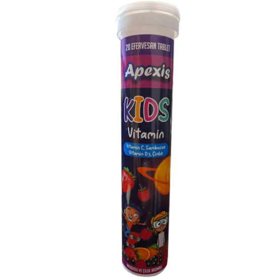 Apexis Kids Vitamin Ahududu ve Çilek Aromalı 20 Efervesan Tablet - 1