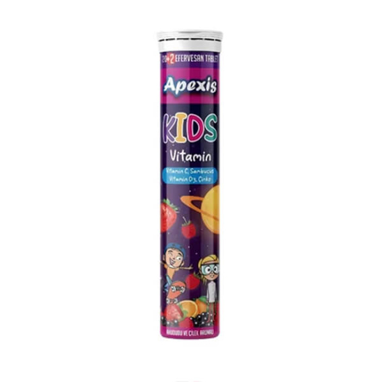 Apexis Kids Vitamin Ahududu ve Çilek Aromalı 20 Efervesan Tablet - 1