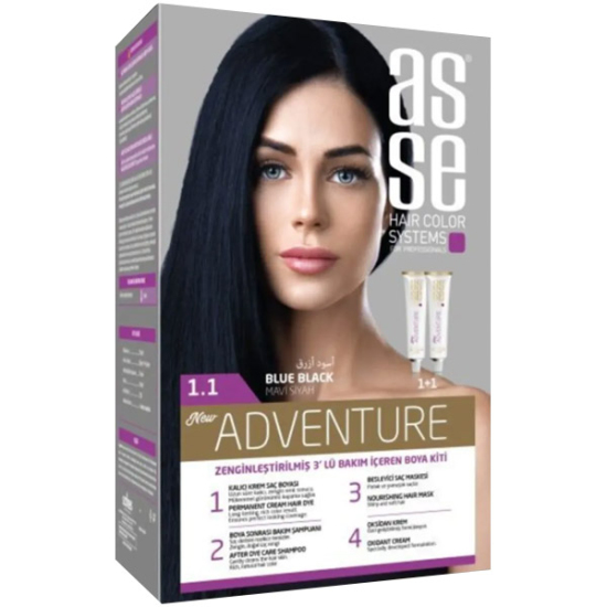 Asse Hair Color System Saç Boyası Mavi Siyah No: 1.1 - 1