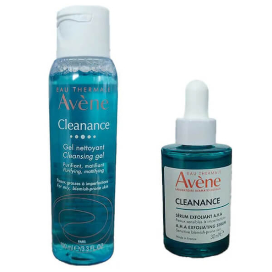 Avene Cleanance Aha Exfoliating Serum 30 ML + Yağlı ve Akneli Ciltler için Matlaştırıcı Temizleme Jeli 100 ML - 1