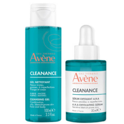Avene Cleanance Aha Exfoliating Serum 30 ML + Yağlı ve Akneli Ciltler için Matlaştırıcı Temizleme Jeli 100 ML - Avene