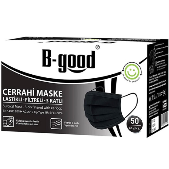 B Good Cerrahi Maske Dökme 50 Adet Siyah - 1