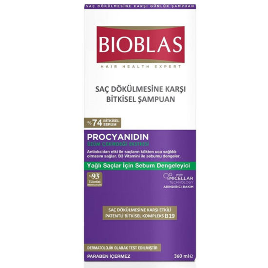Bioblas Procyanidin Saç Dökülmesine Yağlanmaya Karşı Şampuan 360 ml - 1