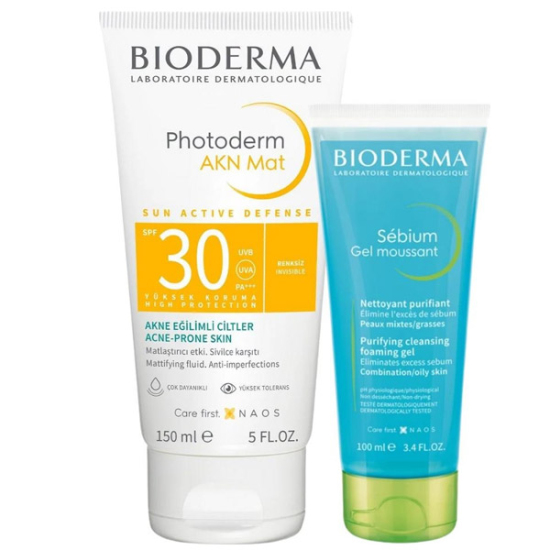 Bioderma Photoderm AKN Mat SPF30 150 ml + Sebium Foaming Gel 100 ml - 1