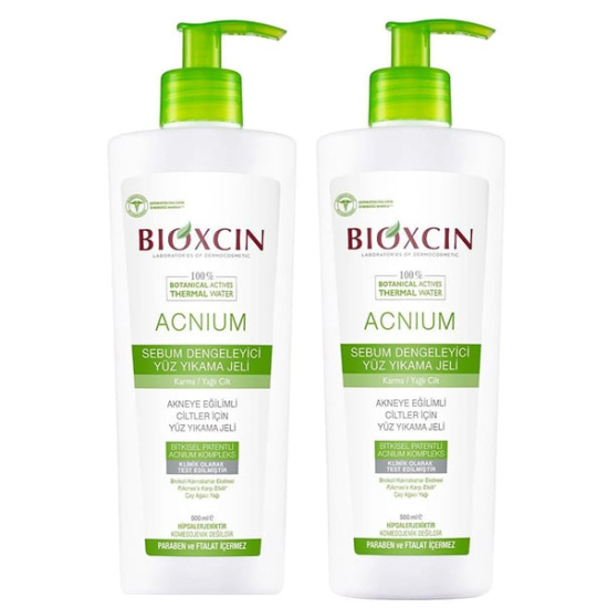 Bioxcin Acnium Sebum Dengeleyici Yüz Yıkama Jeli 500 ml 2 Adet - 1