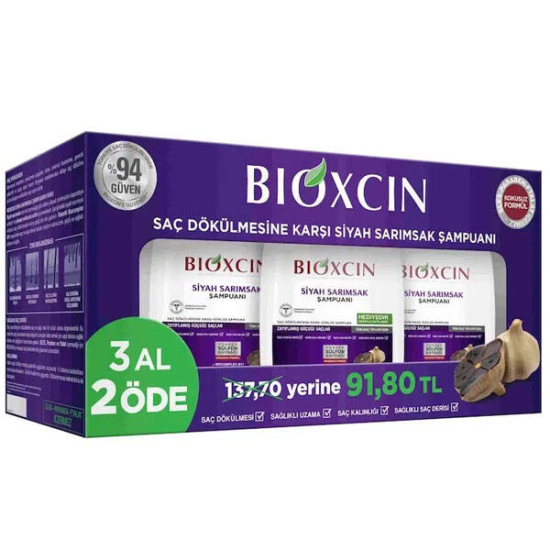 Bioxcin Siyah Sarımsak Şampuanı 3 al 2 öde (3x300ml) Dökülme Önleyici Şampuan - 1