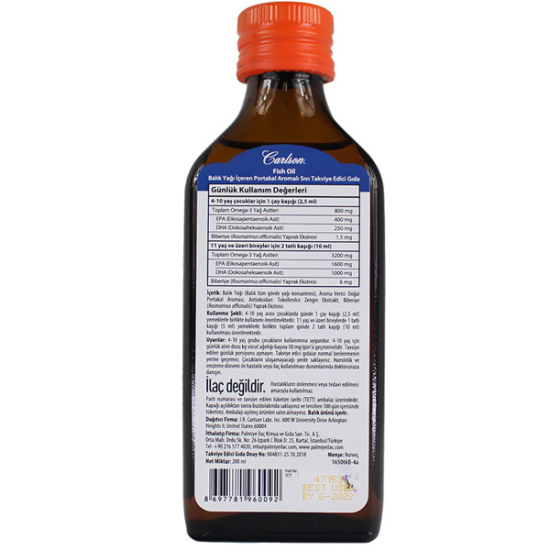 Carlson Balık Yağı Şurubu Omega 3 Portakal Aromalı 200 ML - 2
