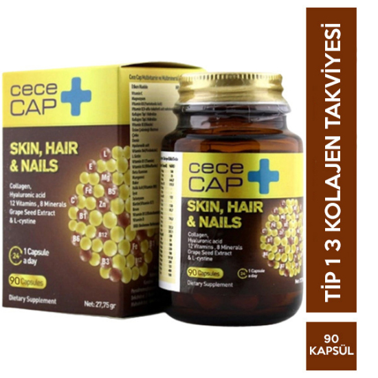 Cececap Skin Hair Nails 90 Kapsül Cilt Saç ve Tırnak Takviyesi - 1