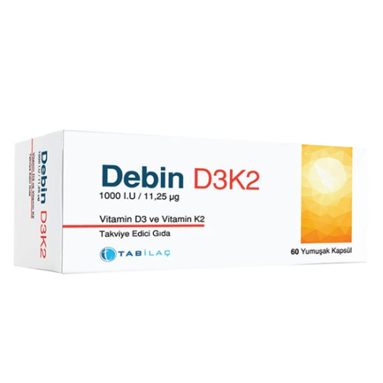 Debin D3K2 Vitamin D3 ve Vitamin K2 60 Kapsül - 1