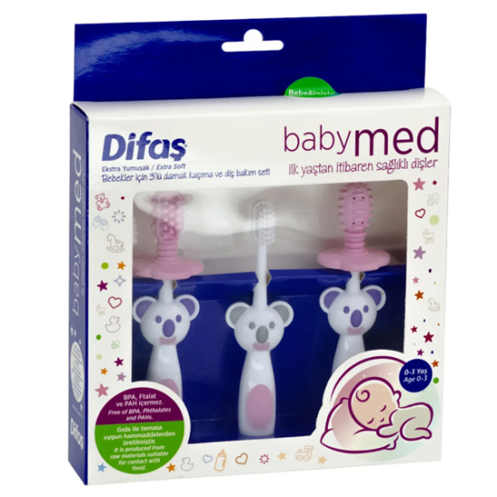 Difaş Babymed Ekstra Yumuşak Diş Fırçası 3'lü Set Pembe - 1