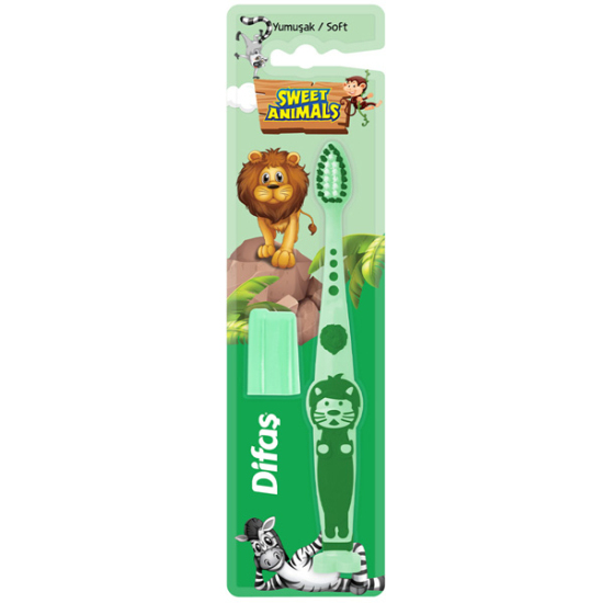 Difaş Sweet Animals Yeşil Çocuk Diş Fırçası - 1