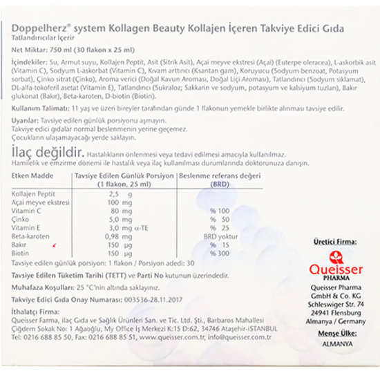 Doppelherz Kollagen System Beauty 750 ml 30 Flakon Kolajen Takviyesi - 3