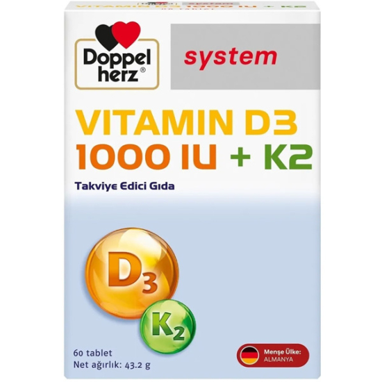Doppelherz System Vitamin D3 1000 IU K2 60 Tablet - 1