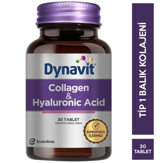 Dynavit Collagen Hyaluronic Acid 30 Tablet Kolajen ve Hyaluronik Asit Takviyesi - 1