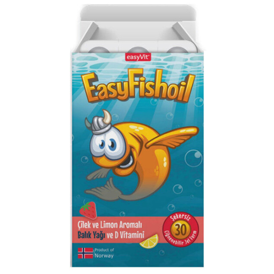 Easy Fish Oil Çocuk Çilek ve Limon Aromalı 30 Çiğneme Tableti - 1