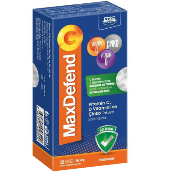 Edis Pharma MaxDefend C Portakal Aromalı 30 Saşe C Vitamini Takviyesi - 1