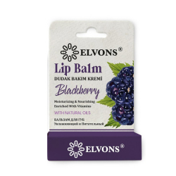 Elvons Lip Balm Dudak Bakım Kremi Besleyici ve Nemlendirici Böğürtlenli - Elvons