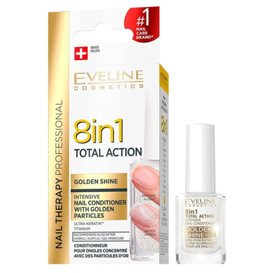 Eveline 8 in 1 Total Golden Shine Intensive Nail Conditioner 12 ml - 1