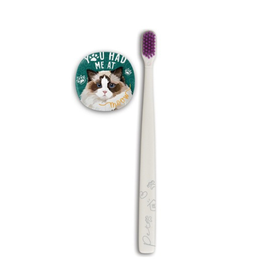 Flipper Pets Diş Fırçası ve Saklama Kabı Kedi - Mor - 1