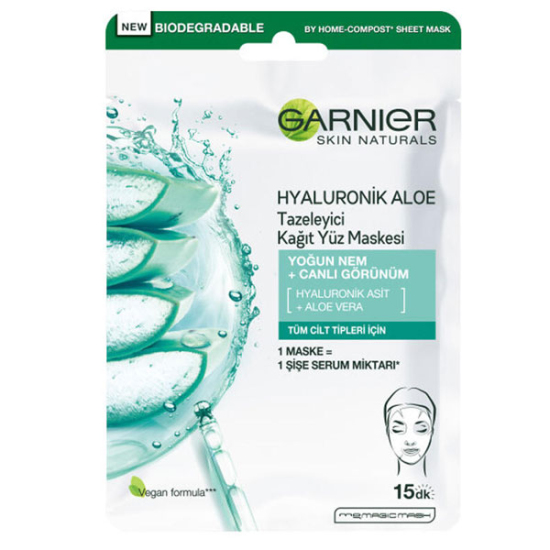 Garnier Hyaluronik Aloe Tazeleyici Kağıt Yüz Maskesi - 1