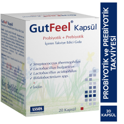 Gut Feel Probiotik Prebiotik 20 Kapsül Probiyotik Takviyesi - Assos Pharma