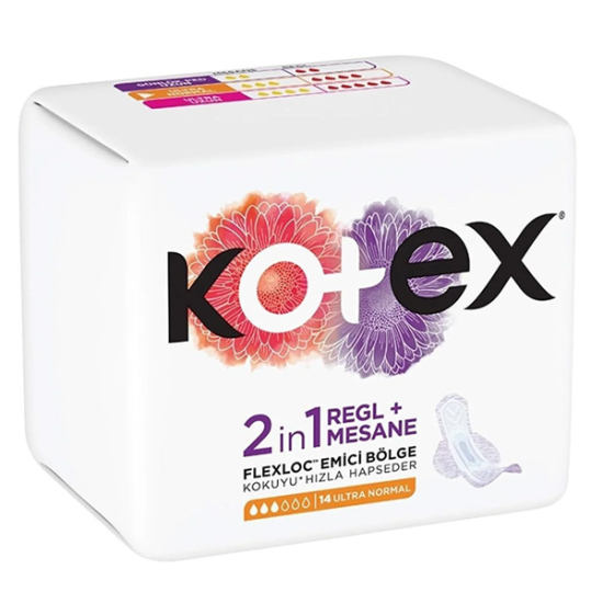 Kotex 2 in 1 Regl + Mesane Ultra Normal Ped 14 Adet - 1