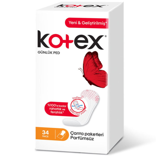 Kotex İnce Günlük Ped Parfümsüz 34 Adet - 1