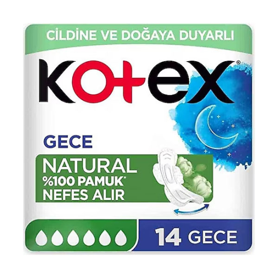 Kotex Natural Super Ekonomik Gece Hijyenik Ped 14 Adet - 1