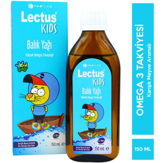 Lectus Kids Kral Şakir Karışık Meyve Aromalı Balık Yağı 150 ML - 1