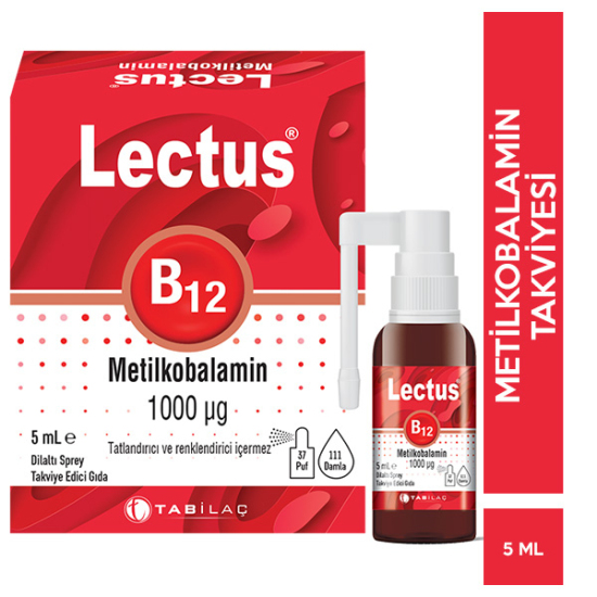 Lectus Metilkobalamin B12 Dil Altı Sprey 5 ML - 1