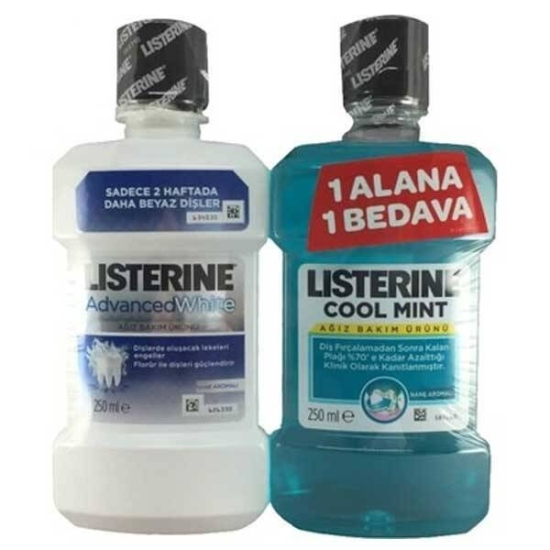 Listerine Advanced White Gargara 250 ml + Cool Mint 250 ml - 1