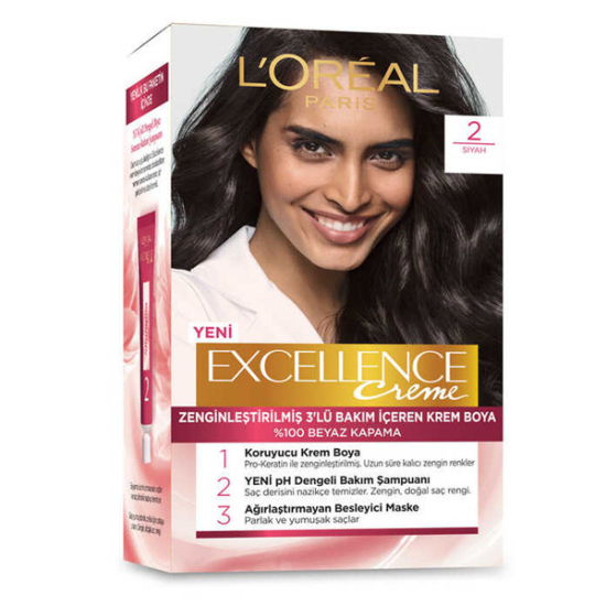 Loreal Paris Excellence Creme 2 Siyah Saç Boyası - 1