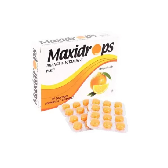 Maxidrops Pastil Portakal ve C Vitamini 24 lü - 1