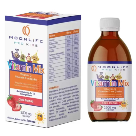 Moon Life Vitamin C ve D Çinko Beta Glukan Çilek Aromalı 150 ml - 1