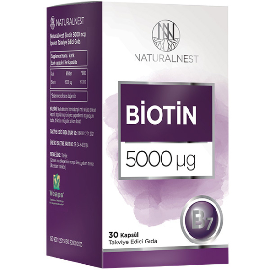 Naturalnest Biotin 5000 Ug 30 Kapsül Biotin İçeren Gıda Takviyesi - 1