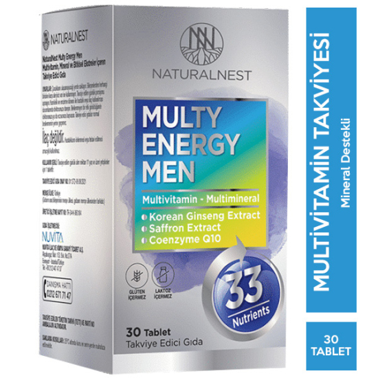 Naturalnest Multi Energy Men Takviye Edici Gıda 30 Tablet - 1