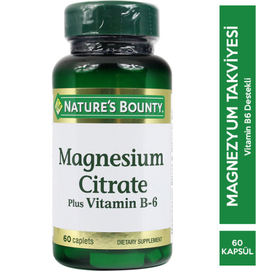 Nature's Bounty Magnesium Citrate Plus Vitamin B6 60 Kapsül - 1