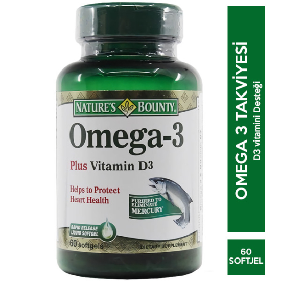 Nature's Bounty Omega 3 Plus Vitamin D3 60 Kapsül - 1