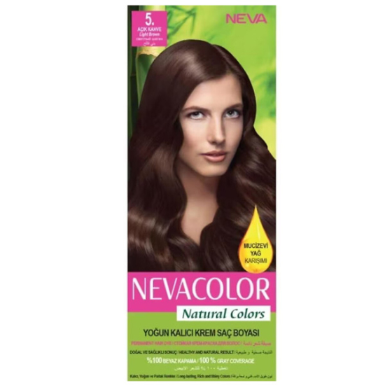 Neva Color Natural Saç Boyası Seti Açık Kahverengi No: 5 - 1