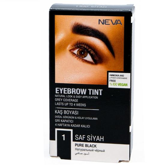 Neva Eyebrow Tint Vegan Kaş Boyası Seti 1 Saf Siyah - 1