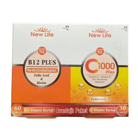 New Life C1000 Plus 30 Tablet + New Life B12 Plus Methyl 60 Tablet - 1