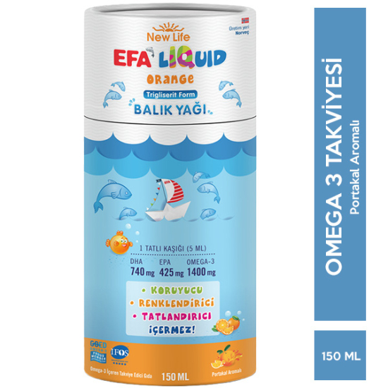 New Life Efa Liquid Balık Yağı Sıvı 150 ML Portakal Aromalı - 1