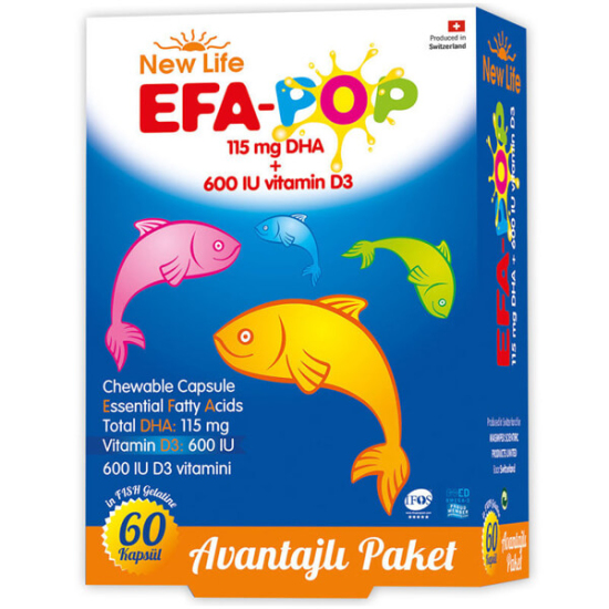 New Life Efa Pop Çiğnenebilir Balık Yağı 60 Yumuşak Kapsül - 1