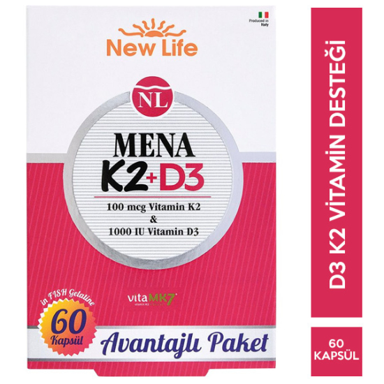 New Life Mena K2D3 60 Kapsül D3 K2 Vitamini - 1