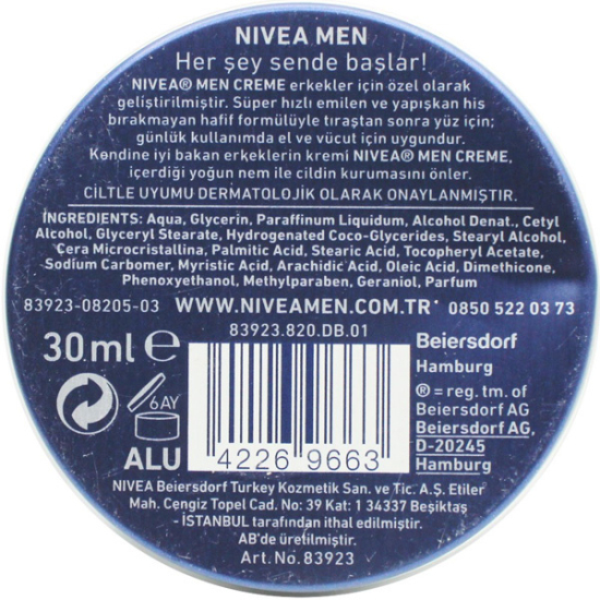 Nivea Cream For Men Teneke 30 ML - 2